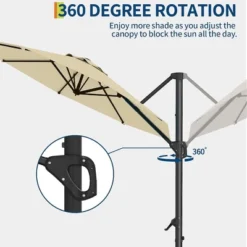 10FT Cantilever Umbrella Outdoor Patio Umbrella With Base And 360-Degree Rotation, Windproof 13 10FT Cantilever Umbrella Outdoor Patio Umbrella With Base And 360-Degree Rotation, Windproof -Living Aura Store GUEST 67e5736b ffe9 4e97 be9f 010947a1e591