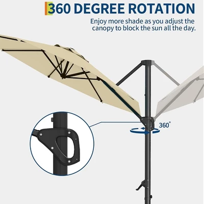 10FT Cantilever Umbrella Outdoor Patio Umbrella With Base And 360-Degree Rotation, Windproof 3 10FT Cantilever Umbrella Outdoor Patio Umbrella With Base And 360-Degree Rotation, Windproof - Image 3