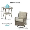 3 Piece Outdoor Patio Set - Wicker Rocking Bistro Set With 2 Swivel Chairs, Tempered Glass Top Table, Rattan Outdoor Furniture, For Porch Backyard