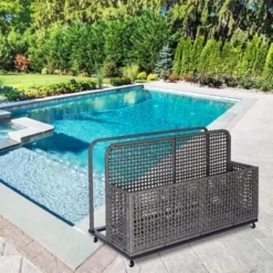 Outdoor PE Rattan Poolside Float Storage Box With Rolling Wheels, Durable Patio & Beach Organizer For Floaties And Accessories -Living Aura Store GUEST 68372f95 7055 48c6 b151 9aeaa7879607