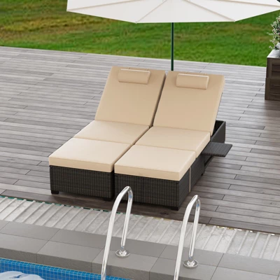 Wicker Chaise Outdoor,Reclining Adjustable Pool Rattan Chaise Chair,Patio Rattan Wicker Chaise Lounge Chair Set Of 2, For Pool Deck 6 Wicker Chaise Outdoor,Reclining Adjustable Pool Rattan Chaise Chair,Patio Rattan Wicker Chaise Lounge Chair Set Of 2, For Pool Deck - Image 6