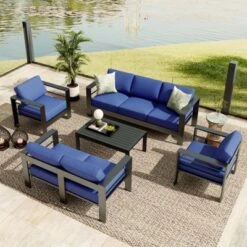 5 Piece Aluminum Patio Furniture Set, Outdoor Furniture With Cushions And Coffee Table, Modern Patio Sofa Set For Balcony, Garden, Porch -Living Aura Store GUEST 6a0515b8 3178 4cfb abb6 d550f8840369