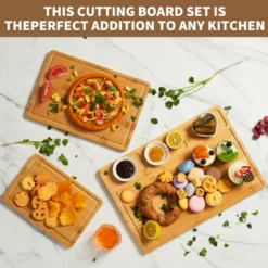 Bamboo Cutting Board Set With Prep Slots, 3 Sizes Cutting Boards For Kitchen With Juice Groove -Living Aura Store GUEST 6ae6db4e 94be 4596 8296 a33e4b25691b