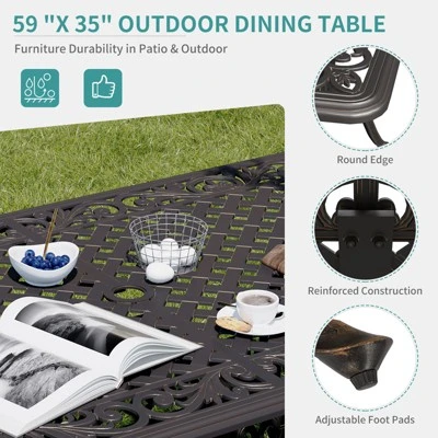 7 Piece Patio Furniture Dining Set, All-Weather Outdoor Table And Chairs For 6, Includes 4 Dining Chair & 2 Swivel Chairs & 60'' Rectangular Table 4 7 Piece Patio Furniture Dining Set, All-Weather Outdoor Table And Chairs For 6, Includes 4 Dining Chair & 2 Swivel Chairs & 60'' Rectangular Table - Image 4