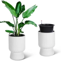 14.2" Tall Planters Set Of 2, Self Watering Pots With Built-in Drainage And A Water Level Monitor 17 14.2" Tall Planters Set Of 2, Self Watering Pots With Built-in Drainage And A Water Level Monitor -Living Aura Store GUEST 6b9d8fc8 6394 4a0c a889 09f6691f0ce5