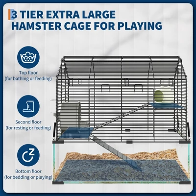 Glass Hamster Cage With Metal Frame - Includes Cage Body, 2 Platforms, 2 Ladders, Connectors, Wheel, Water Bottle, Bowl, 6Mm Tempered Glass Tank 4 Glass Hamster Cage With Metal Frame - Includes Cage Body, 2 Platforms, 2 Ladders, Connectors, Wheel, Water Bottle, Bowl, 6Mm Tempered Glass Tank - Image 4