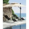 Patio Chaise Lounge Set Of 3, Outdoor Pool/Beach Sunbathing Lawn Lounger With Arm & Side Table, For Poolside, Backyard