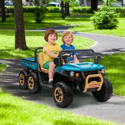 24V 2-Seater Kids Ride-On Dump Truck - Parent Remote Control, 4WD Power, Electric Dump Bed & Shovel, 6-Wheel Design For Ages 3+ 4 24V 2-Seater Kids Ride-On Dump Truck - Parent Remote Control, 4WD Power, Electric Dump Bed & Shovel, 6-Wheel Design For Ages 3+ - Image 4