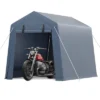 6x6 FT Outdoor Storage Shed With Roll-Up Zipper Door & Mesh Window, Heavy Duty Motorcycle Shed, Portable Carport For Bike Firewood Tools, Grey