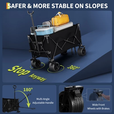 Heavy Duty Utility Beach Wagon Cart - Collapsible Wagon Beach With All Terrain Wheels, Extra Long Wagon Cart Foldable, Cup Holders For Sand 7 Heavy Duty Utility Beach Wagon Cart - Collapsible Wagon Beach With All Terrain Wheels, Extra Long Wagon Cart Foldable, Cup Holders For Sand - Image 7