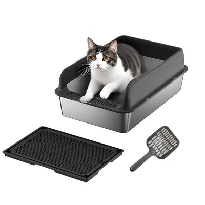 Stainless Steel Cat Litter Box With Lid, Large Litter Box For Big Cats Non-Stick Stainless Steel Cat Boxes With Double Layer Litter Mat And Scoop 7 Stainless Steel Cat Litter Box With Lid, Large Litter Box For Big Cats Non-Stick Stainless Steel Cat Boxes With Double Layer Litter Mat And Scoop - Image 7