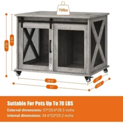 37 Inch Dog Crate Furniture, Indoor Dog Cage With Sliding Barn Door, Flip Top Dog Kennel End Table With Removable Divider 14 37 Inch Dog Crate Furniture, Indoor Dog Cage With Sliding Barn Door, Flip Top Dog Kennel End Table With Removable Divider -Living Aura Store GUEST 6f6c3800 b172 4619 9971 dcf176c70ead
