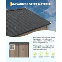 6x8 Ft Metal Outdoor Storage Shed With Window, Lockable Tool Storage Sheds, Oversized Steel Garden Sheds With Sloped Roof For Backyard, Patio, Garage 14 6x8 Ft Metal Outdoor Storage Shed With Window, Lockable Tool Storage Sheds, Oversized Steel Garden Sheds With Sloped Roof For Backyard, Patio, Garage -Living Aura Store GUEST 705b991c 238b 4ef8 bcc3 88d7799a71d6