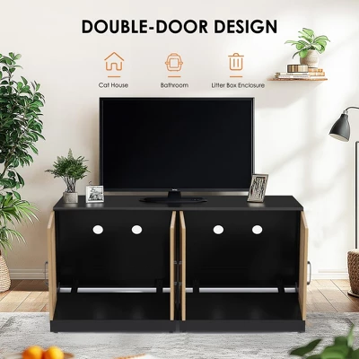 47.2" Large Hidden Cabinet Double Litter Box Enclosure Furniture For 2 Cats 3 47.2" Large Hidden Cabinet Double Litter Box Enclosure Furniture For 2 Cats - Image 3