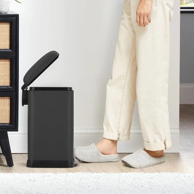 12L Bathroom Trash Can With Lid, Stainless Steel Kitchen Trash Can, Step-On Pedal, Fingerprint-Resistant Finish For Kitchen, Bathroom 2 12L Bathroom Trash Can With Lid, Stainless Steel Kitchen Trash Can, Step-On Pedal, Fingerprint-Resistant Finish For Kitchen, Bathroom - Image 2