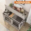 37 Inch Dog Crate Furniture, Indoor Dog Cage With Sliding Barn Door, Flip Top Dog Kennel End Table With Removable Divider