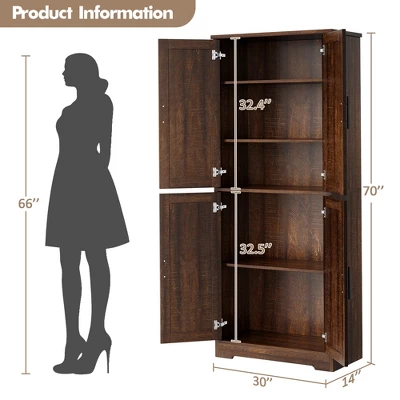 Pantry Cabinet, 70" Kitchen Pantry Cabinet With Doors And Adjustable Shelves, Freestanding Cupboard 5 Pantry Cabinet, 70" Kitchen Pantry Cabinet With Doors And Adjustable Shelves, Freestanding Cupboard - Image 5