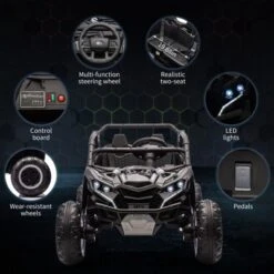 2 Seater Ride On UTV, Kids Electric Ride On Car, 24V Powered Riding Toy UTV, Off-Road UTV Toy With Remote Control, LED Lights, Music For Toddlers 3+