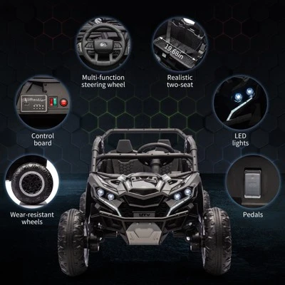 2 Seater Ride On UTV, Kids Electric Ride On Car, 24V Powered Riding Toy UTV, Off-Road UTV Toy With Remote Control, LED Lights, Music For Toddlers 3+ 1 2 Seater Ride On UTV, Kids Electric Ride On Car, 24V Powered Riding Toy UTV, Off-Road UTV Toy With Remote Control, LED Lights, Music For Toddlers 3+