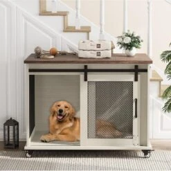 37 Inch Dog Crate Furniture, Indoor Dog Cage With Sliding Barn Door, Flip Top Dog Kennel End Table With Removable Divider 19 37 Inch Dog Crate Furniture, Indoor Dog Cage With Sliding Barn Door, Flip Top Dog Kennel End Table With Removable Divider -Living Aura Store GUEST 762b615a 50d7 4851 aa1e ee4f981a93b9