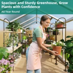 6x8 FT Greenhouses For Outdoors, Heavy Duty Aluminum Green House With Polycarbonate Roof, Sliding Door, Adjustable Vent For Garden, Backyard, Natural -Living Aura Store GUEST 762d7131 3121 40c1 bf29 0fa30e5c7f7d