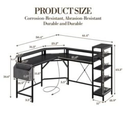 61" L Shaped Gaming Desk, With Monitor Stand, L-Shaped Corner Computer Desks, Built-in LED Lights And Side Storage Pockets, For Small Spaces 13 61" L Shaped Gaming Desk, With Monitor Stand, L-Shaped Corner Computer Desks, Built-in LED Lights And Side Storage Pockets, For Small Spaces -Living Aura Store GUEST 77da4aee 6456 48d7 8c25 b70859df3575