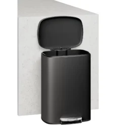 13 Gallon / 50 Liter Step-On Stainless Steel Trash Can With Soft-Close Lid, Slim Garbage Bin With Inner Bucket For Bathroom Or Bedroom, Silver -Living Aura Store GUEST 7985029e 91b3 4acd 9e96 e8696ca03da9