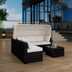 6 Pieces Patio Sectional Sofa Set, PE Rattan Daybed, Outdoor Wicker Sunbed Chaise Chair, Adjustable Backrest, For Poolside, Backyard 18 6 Pieces Patio Sectional Sofa Set, PE Rattan Daybed, Outdoor Wicker Sunbed Chaise Chair, Adjustable Backrest, For Poolside, Backyard -Living Aura Store GUEST 79ab2632 657a 41f6 93f0 07d25cce19a7