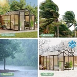 6x10x6.5 FT Greenhouses For Outdoors, Aluminum Green House With Polycarbonate Roof, Sliding Door, Adjustable Vent For Garden, Backyard, Patio, Black -Living Aura Store GUEST 79ecf7b7 c00a 49c0 a535 83d4dc352059