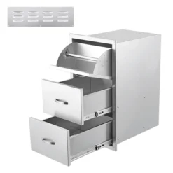 Outdoor Kitchen Drawer With Divider,Stainless Steel Flush Mount Single BBQ Drawer,Built-In Access Drawer With Venting Panel For Kitchen Island -Living Aura Store GUEST 7a35caf6 7335 42f0 be66 8279547bc669