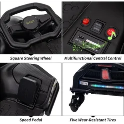 12V Kids Ride On Drift Car For Kids, 7ah 45W Motor Electric Drifting Go-Kart Up To 5 Mph Variable Speed, Max Load 110lbs