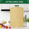 Extra Large Bamboo Cutting Board For Kitchen, Stove Top Cover Wood Butcher Block With Juice Groove For Meat Turkey Carving Charcuteries, 0.8" Th