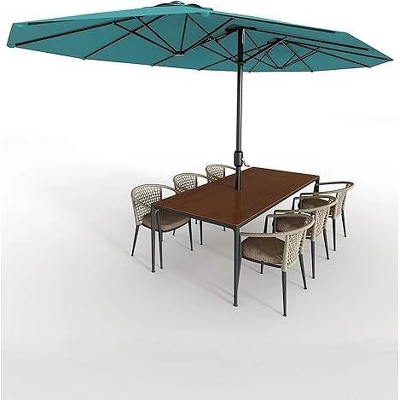13 Ft Extra Large Double-Sided Patio Umbrella, Outdoor Umbrella With Water-Resistant Polyester Canopy, Crank Handle And 12 Strong Steel Ribs 5 13 Ft Extra Large Double-Sided Patio Umbrella, Outdoor Umbrella With Water-Resistant Polyester Canopy, Crank Handle And 12 Strong Steel Ribs - Image 5