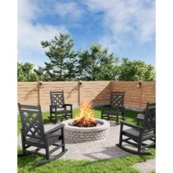 Outdoor Adirondack Rocking Chair - All-Weather HDPE Porch Rocker With High Back, Outdoor Fire Pit Chair For Garden, Lawn, Yard, Patio, Backyard -Living Aura Store GUEST 7b87b676 6525 403e 930c a2ac73add27b