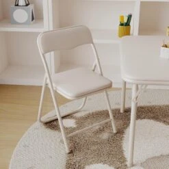 3-Piece Folding Upholstered Table And Chair, Square Card Table And Chair Set With Pu Soft Cushion, Metal Frame Children's Activity Table And Chairs -Living Aura Store GUEST 7b907bc7 d1f2 4d9a 9ced 5963d70c18c2