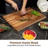 2 Piece Acacia Wood Cutting Board, 20x15 & 24x18 Inch Wooden Chopping Board Butcher Block With Deep Juice Grooves For Home Commercial Kitchen
