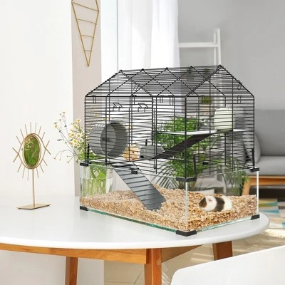 Glass Hamster Cage With Metal Frame - Includes Cage Body, 2 Platforms, 2 Ladders, Connectors, Wheel, Water Bottle, Bowl, 6Mm Tempered Glass Tank 6 Glass Hamster Cage With Metal Frame - Includes Cage Body, 2 Platforms, 2 Ladders, Connectors, Wheel, Water Bottle, Bowl, 6Mm Tempered Glass Tank - Image 6
