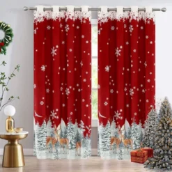 Christmas Red Curtains 52x63 Inch, Velvet Blackout Curtains, Christmas Reindeer Snowflake Window Drapes For Living Room Bedroom, 2 Panel Set 12 Christmas Red Curtains 52x63 Inch, Velvet Blackout Curtains, Christmas Reindeer Snowflake Window Drapes For Living Room Bedroom, 2 Panel Set -Living Aura Store GUEST 8104e07c 84a8 4243 b45a f88296f5fcd6