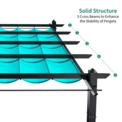 10x10 FT Outdoor Pergola, Retractable Pergola With Adjustable Canopy, Aluminum Pergola, 4 White Curtains, For Patio, Gardens, Backyard -Living Aura Store GUEST 8182b694 f27a 4f3f 8e94 7a622c9972b5