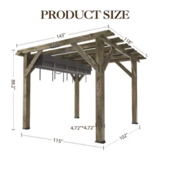 10x12 FT Wood Pergola With Retractable Canopy, Retractable Shade Canopy, Durable, Rot Resistant, For Backyard, Deck, Garden, Outdoor Entertaining 11 10x12 FT Wood Pergola With Retractable Canopy, Retractable Shade Canopy, Durable, Rot Resistant, For Backyard, Deck, Garden, Outdoor Entertaining -Living Aura Store GUEST 819a3062 5840 4f8f 81fd ad8f71775ccd