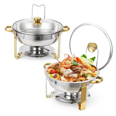 Chafing Dish Buffet , Buffet Servers And Warmers Set Of 2,Stainless Steel Buffet Chafers And Warmer Sets ,for Buffet With Lid Holder & Glass Lid 9 Chafing Dish Buffet , Buffet Servers And Warmers Set Of 2,Stainless Steel Buffet Chafers And Warmer Sets ,for Buffet With Lid Holder & Glass Lid - Image 9