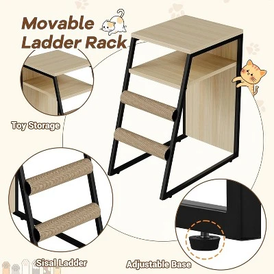 Cat Litter Box Enclosure, Double Cat House With Storage, Enclosed Litter Box Furniture With Ladder 4 Cat Litter Box Enclosure, Double Cat House With Storage, Enclosed Litter Box Furniture With Ladder - Image 4