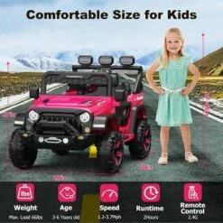 12V Kids Ride On Truck Car With Parent Remote Control, Kids Electric Vehicles Battery Powered Toy Car For Kids,LED,3 Speeds
