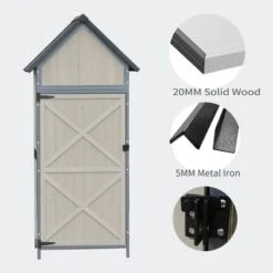 Outdoor Sheds Storage, Vertical Storage Sheds, Wooden Sheds With Metal Frame, Large Capacity Storage -Living Aura Store GUEST 8354bd56 9bbc 45ac 924b 53e9d1e190d3