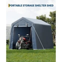 6x6 FT Outdoor Storage Shed With Roll-Up Zipper Door & Mesh Window, Heavy Duty Motorcycle Shed, Portable Carport For Bike Firewood Tools, Grey 11 6x6 FT Outdoor Storage Shed With Roll-Up Zipper Door & Mesh Window, Heavy Duty Motorcycle Shed, Portable Carport For Bike Firewood Tools, Grey -Living Aura Store GUEST 83a28f26 93ff 4b2f b878 f73d4b40f897