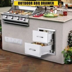 Outdoor Kitchen Drawer With Divider,Stainless Steel Flush Mount Single BBQ Drawer,Built-In Access Drawer With Venting Panel For Kitchen Island -Living Aura Store GUEST 8406729b 79f4 4245 a763 4f96311fbf89