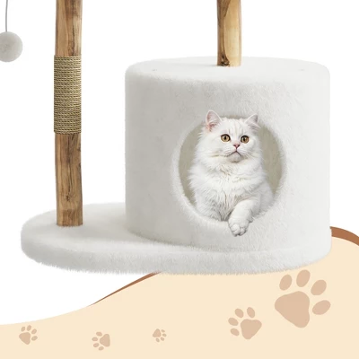 Modern Wood Cat Tree Tower For Large Cats, Luxury Pear Wood Condo, Platforms, Scratching Posts, All-Season Mats, 43" Cat Furniture 2 Modern Wood Cat Tree Tower For Large Cats, Luxury Pear Wood Condo, Platforms, Scratching Posts, All-Season Mats, 43" Cat Furniture - Image 2
