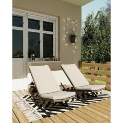 Outdoor Rocking Chair With Padded Cushion - Comfy Rocking Chair Lounge, Chaise Chair For Front Porch, Garden, Backyard, Lawn, Patio