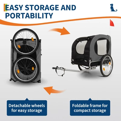 Dog Bike Trailer - 88LBS Dog Cart For Bicycle, Pet Carrier For Small / Medium Pets, Easy Folding Frame, Quick Release Wheel, Washable Non-Slip Lining 7 Dog Bike Trailer - 88LBS Dog Cart For Bicycle, Pet Carrier For Small / Medium Pets, Easy Folding Frame, Quick Release Wheel, Washable Non-Slip Lining - Image 7