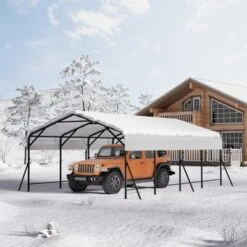 Metal Carport, Metal Garage With Base And Reinforced Frame For All Weather, Heavy Duty Carports For Rucks, Tractors Or Party -Living Aura Store GUEST 87c16bdb 38fe 4f2c b721 6195d0972ade